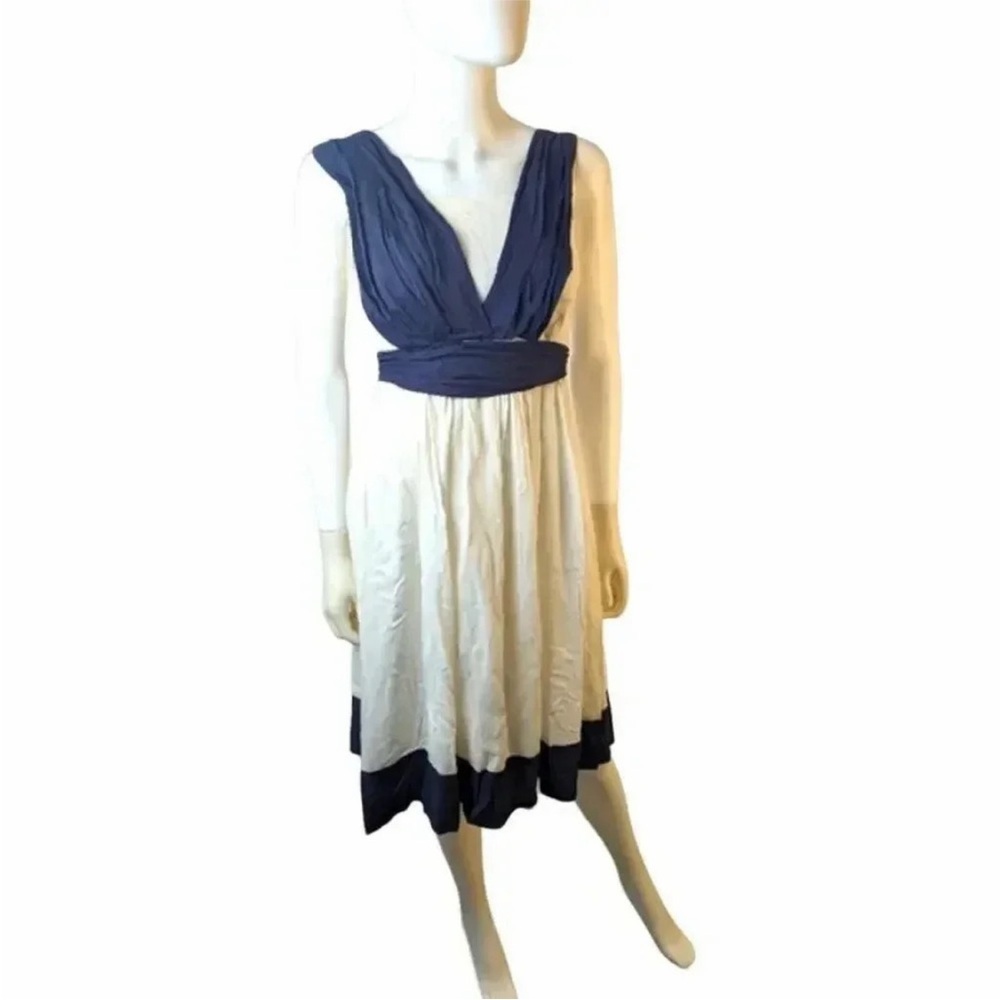 Elegant Navy and Cream Dress